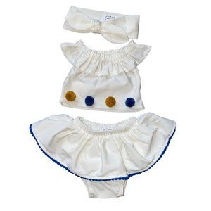 Mud Pie white bikini 2pc swim bathing suit headband 3pc set 3-6m NWOT